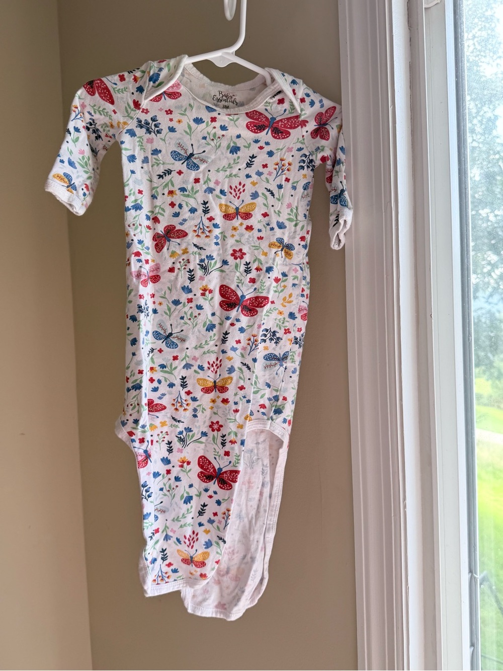 3 for $25 Baby Essentials White Sleep Gown with Colorful Butterfly Print